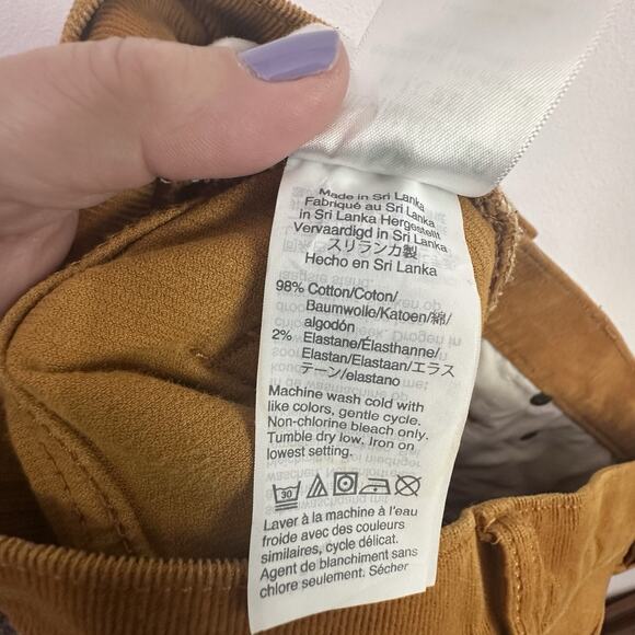 J Crew 9” High Rise Skinny Corduroy Pants 27 Button Fly Mustard Gold Stretch - Picture 9 of 10